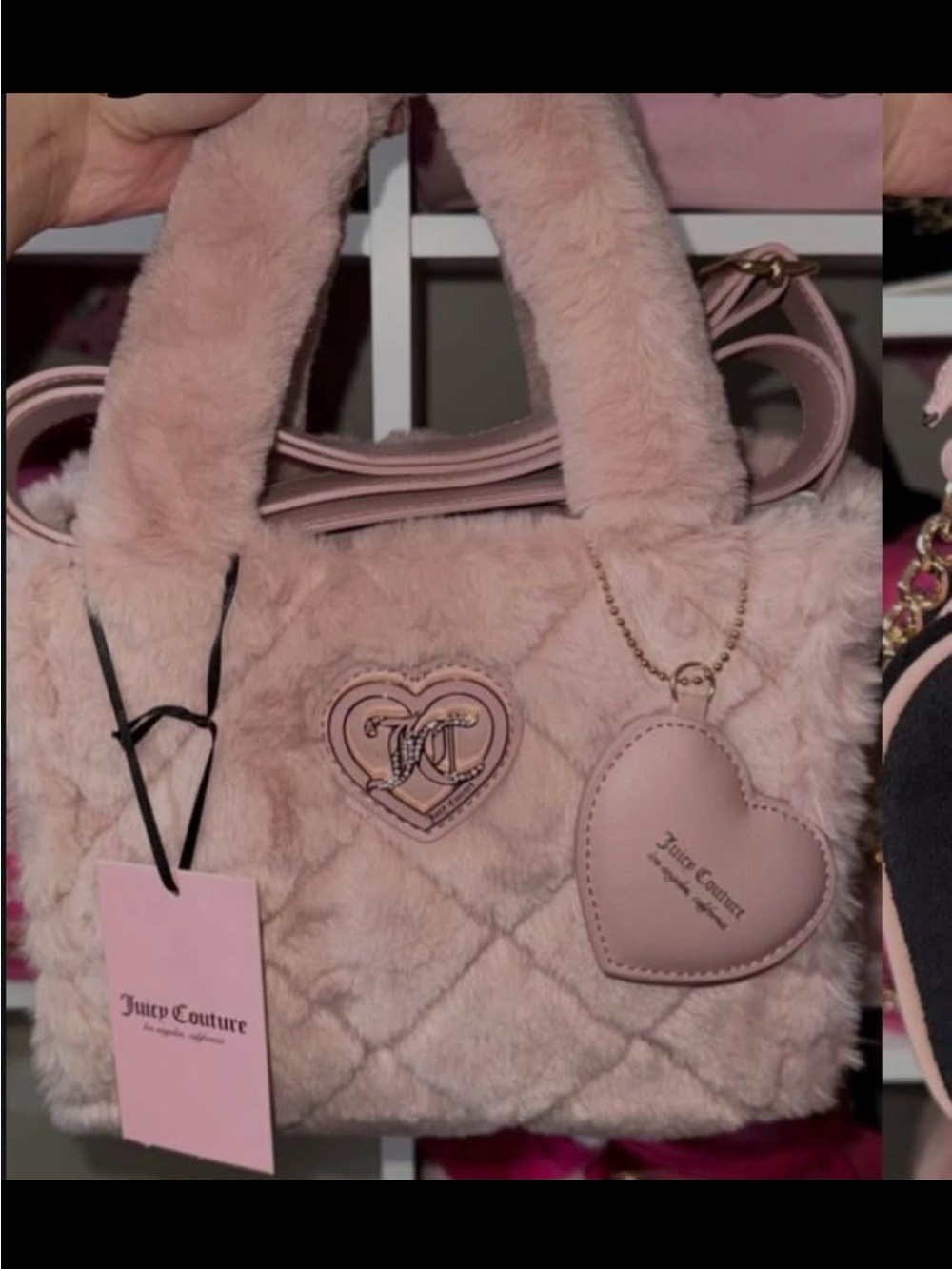 Juicy Couture Pink Faux-Fur Heart Tote